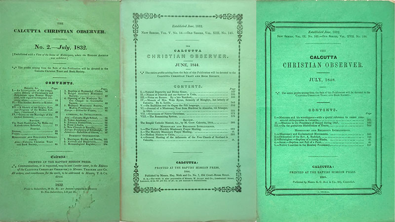 Calcutta Christian Observer Covers